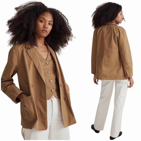 NWT Madewell Womens Crossover Blazer Sz XS In Regenerative Chino Dark Khaki - Picture 1 of 11